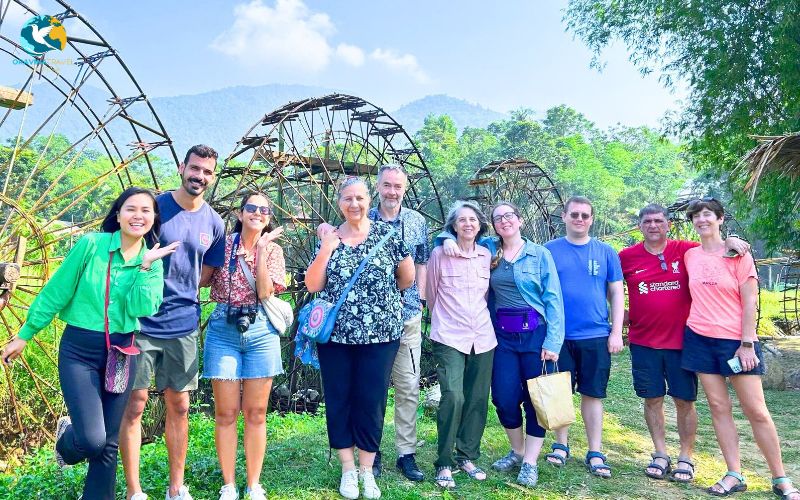 Happy travellers exploring Vietnam’s countryside