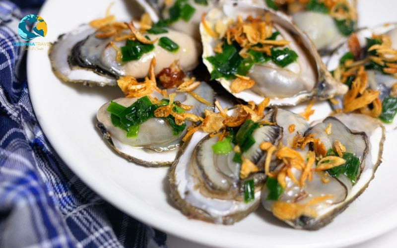 Grilled oysters with scallion oil