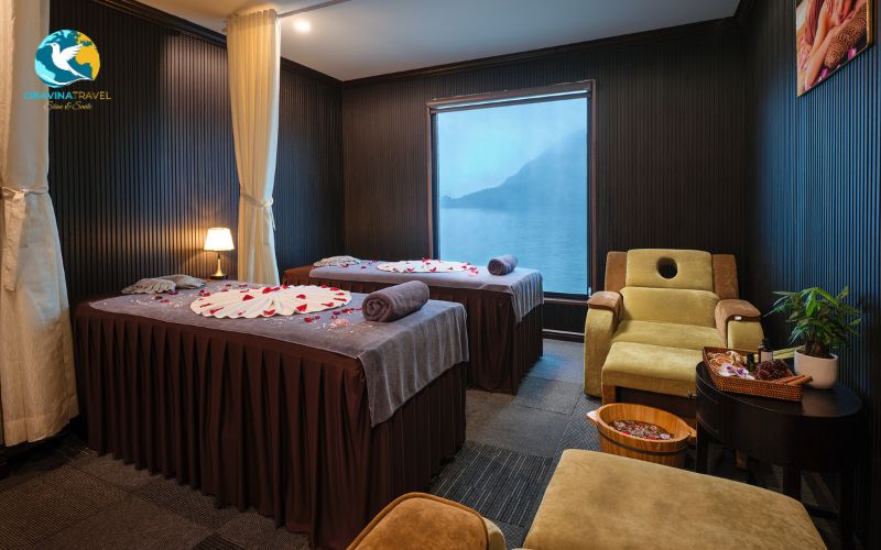 Relaxing with onboard spa services